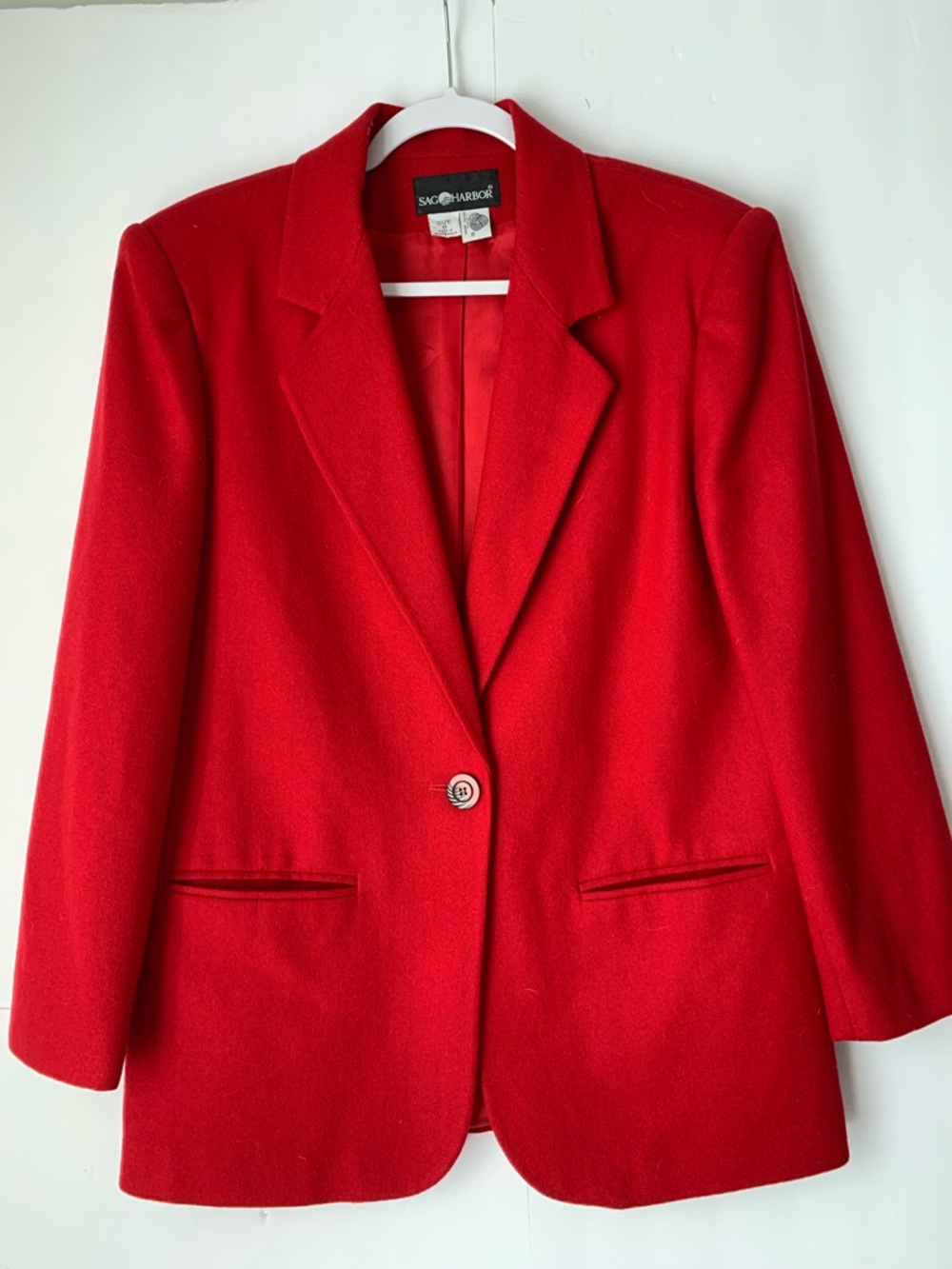 Sag Harbor Women’s Bold Red Single-Button Blazer Size 8